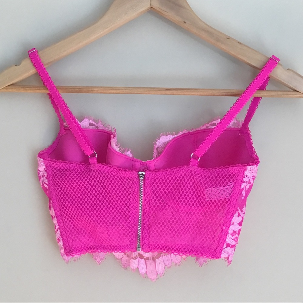 Victoria’s Secret Dream Angels Lined Demi Pink Lace Back Zip Bra - Picture 7 of 11